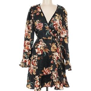 Xhilaration Black Floral Long Sleeve Dress